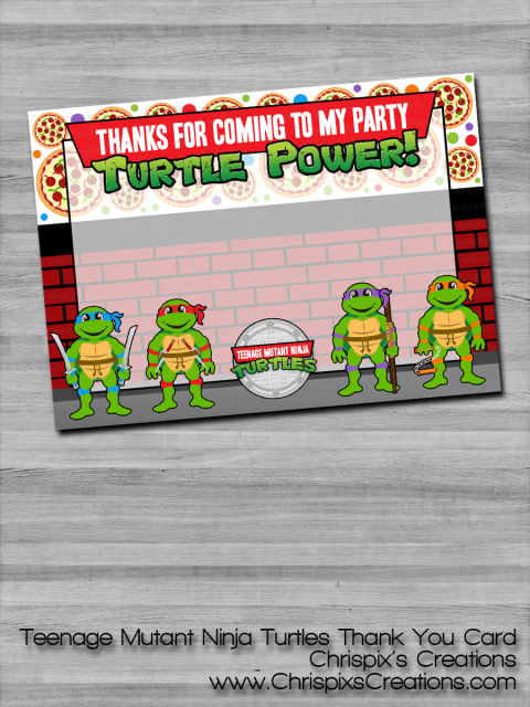 ninja turtles thank you card tmnt thank you card tmnt thank you card custom order Personalized with any your text-DIGITAL FILE AJ