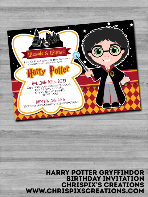 Harry Potter Gryffindor Birthday Invitation
